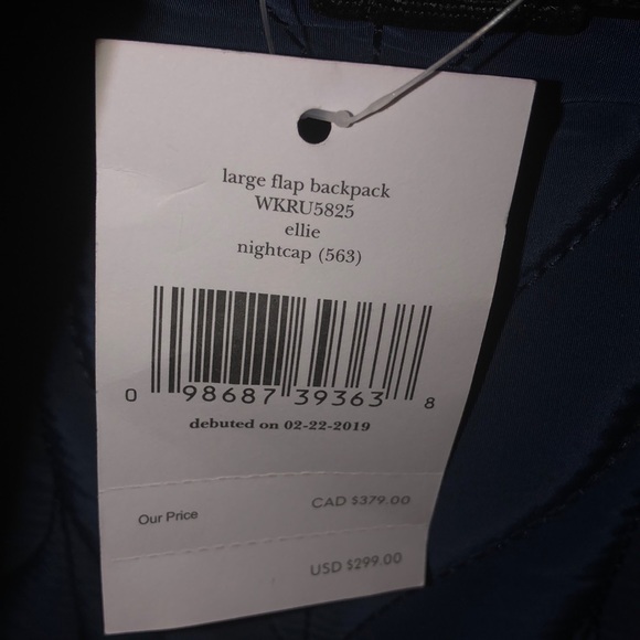 NWT Kate Spade navy quilted backpack - Picture 3 of 4